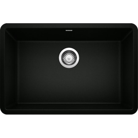 Blanco Precis Silgranit 27" Single Bowl Undermount Kitchen Sink - Coal Black 442930